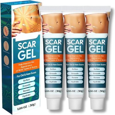 Scar Removal Cream,Advance Scar Gel for Surgical Scars,Burns, Acene,C-Section,Stretch Marks,Scar Remover Gel,Face & Body Scar Removal Cream for Old & New Scars,for Women Men (3)