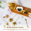 byepica 25 Sets Bridal Shower Favors Kit, Heart-Shaped Tea Infusers, Leaf Tea Spoons, Organza Bags, Thank You Cards Perfect Wedding Souvenirs for Guests view 2