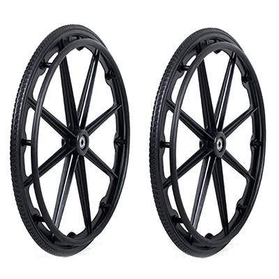 1 Pair of 24" Wheelchair Accessory Rear Wheels, 24 X 1 3/8, Manual Wheelchair, Walkers Replacement Wheels, Solid Tyres, Black