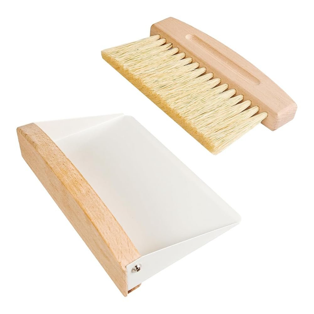 Luobannm Small Dust Pan and Brush Set Wooden Mini Brush with Dustpan for Home Desktop, Sofa White