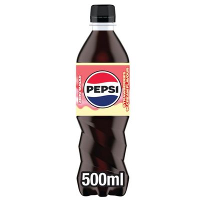 Pepsii Max No Sugar Soft Drink Bottles (24 Bottles x 500ml, Strawberries & Cream)