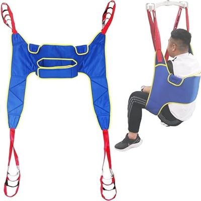Patient Lift Sling Lifter,Patient Lift Sling, Divided Leg Sling, Shower Sling Hoist for Lifting Elderly Bathroom Transfer Hammock 4-Point Transfer Sling Toileting Hoist Sling(Large)