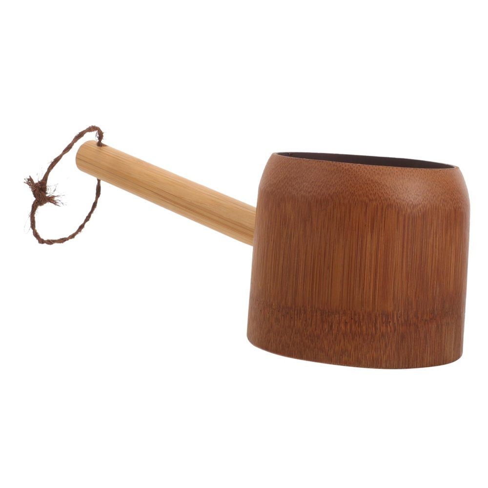 ABOOFAN Bamboo Bath Water Scoop with Hanging Rope, Natural Bamboo Shower Ladle for Hair Rinsing and Bathing, Lightweight Bathroom Dipper Cup for Home Sauna and Shower Use
