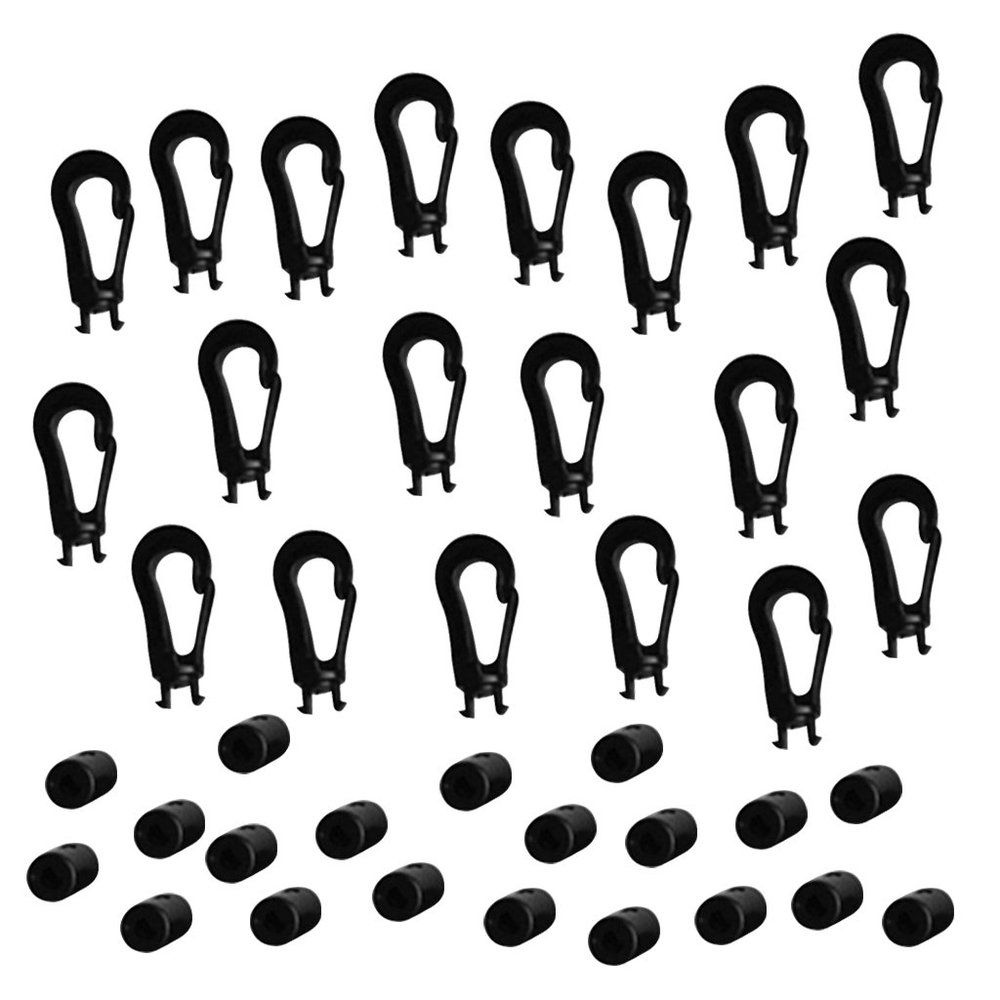 20 Pieces Plastic 5mm Shock Bungee Cord Karabiner Hook Elastic Cord Rope End