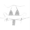 Aiihoo Women Bikini Lingerie Tempting Set Halter Lace-up Bra with Thong Shiny Bathing Suits Silver One Size view 4