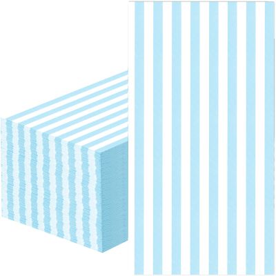 100 Pcs Blue and White Striped Paper Napkins - Disposable Blue Striped Dinner Napkins for Bathroom Wedding Birthday Baby Shower Picnic Party Supplies