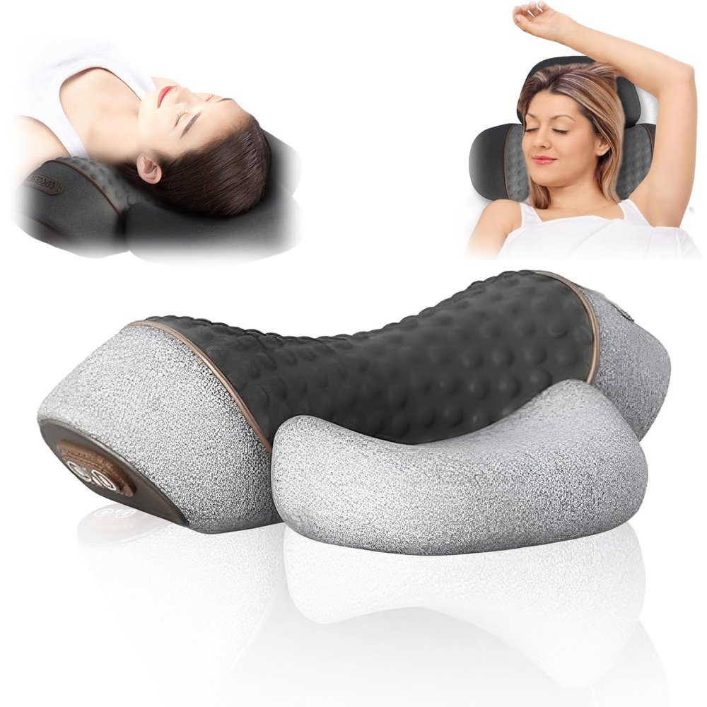 3 in-1 Artuvate Neck Massager, 2025 New Ergonomic Design Neck Massager for Pain, with Heat and Traction, Deep Tissue Kneading Relaxation (1 Pc Gray)
