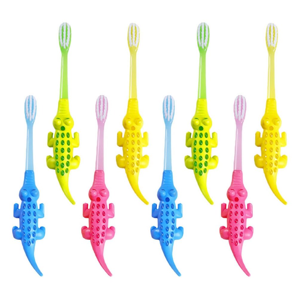 8pcs Kids Toothbrush Baby Cartoon Toothbrush Short Neck