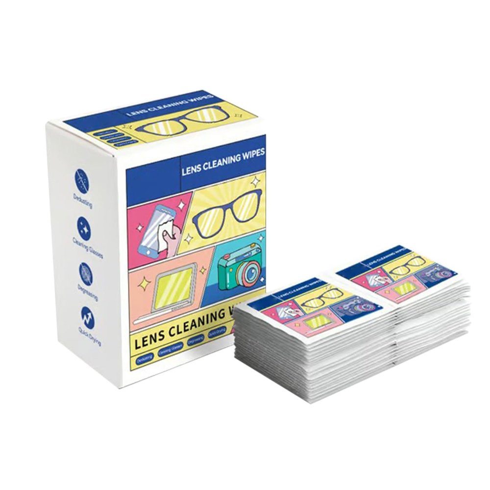 # 100 Count Lens Wipes For Eyeglasses Lens Cleaning Wipes Pre Moistened Individually Wrapped Sracth Streak Glasses Cleaner Wipes For Sunglass Camera Lens Goggles (Yellow, One Size)