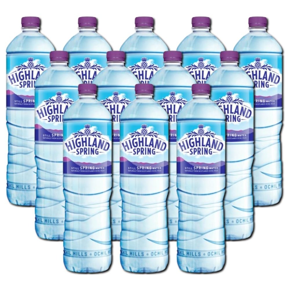 HS Still Spring Water from Scotland's Ochil Hills Refreshing and Hydrating Water 1.5L Bottle Recyclable (Pack of 12)