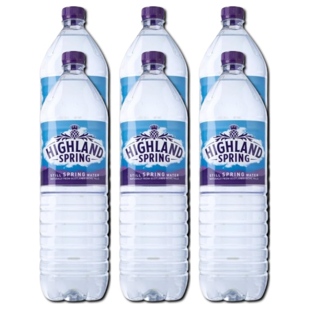 HS Still Spring Water from Scotland's Ochil Hills Refreshing and Hydrating Water 2L Bottle Recyclable (Pack of 6)