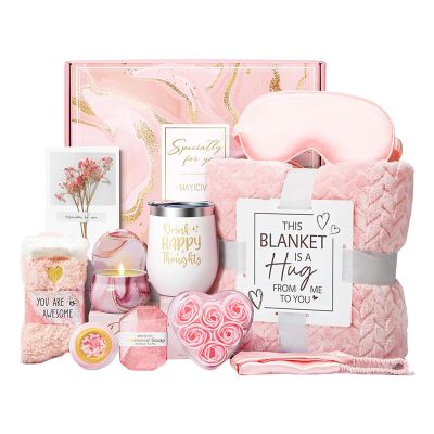 -Care Gift Basket - Luxury Pamper Hamper for Women | Flannel Blanket & Spa Relaxing Set | Relaxation Gift Box for Mum, Sister, Friend | Thoughtful Wellness Package for Birthday, Mother's Day, an