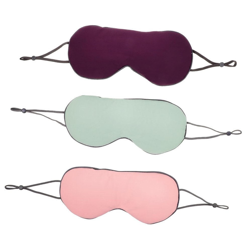 CALLARON 3pcs Sleep Mask Set Adjustable Elastic Eye Cover Portable Sleeping Eye Shade for Travel and Rest