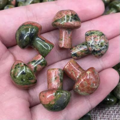 Natural Gemstone Quartz Crystal Mushroom Carved Decor Gift-Unakite Quartz-1Pc