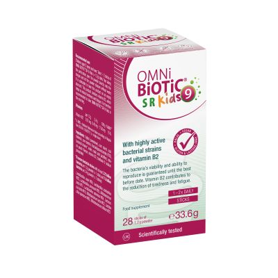 OMNi BiOTiC SR-9 Kids | Kids Probiotic with Peach Flavour | Fast Dissolve - Melts on The Tongue | 28 Sticks | Powder | Vegan & Gluten-Free | Halal | for Daily use