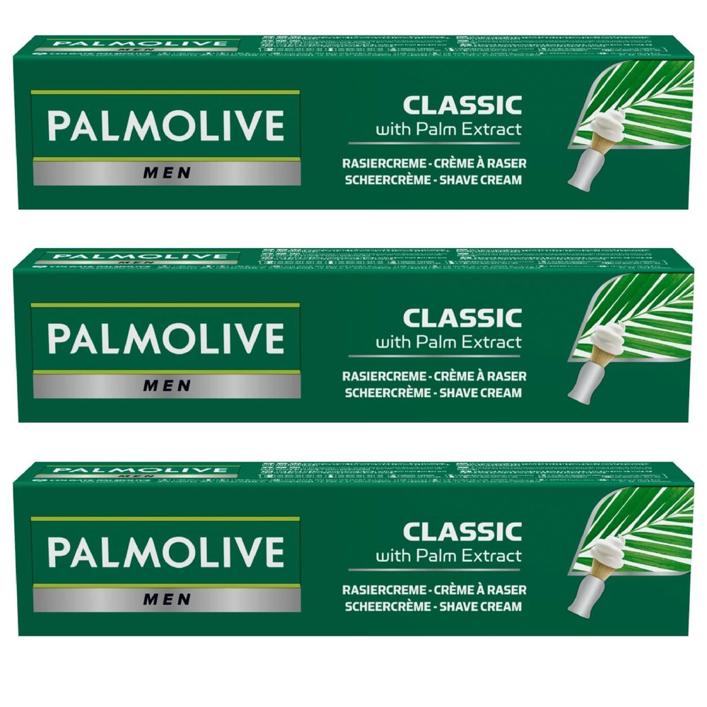 Classic Men's Shaving Cream 100ml - Gentle Smooth & Soft Tube With Palm Extract Bundle Value Pack of 3