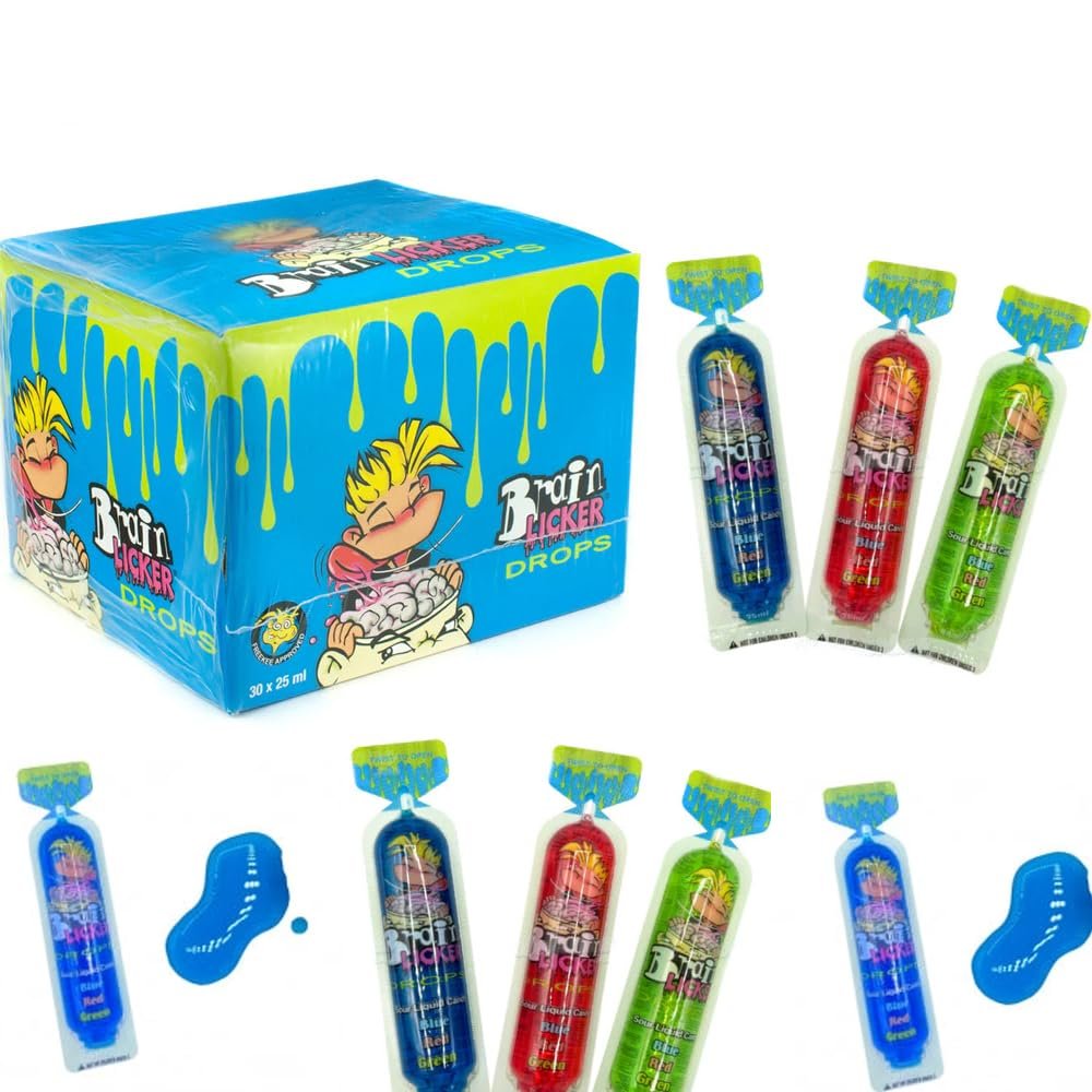 Brain Licker Sour Drops 30 x 25ml Full Box - Fruit Flavour Drops liquid Candy