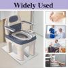 Bedside Commodes Drop Arm Commode with Padded Seat and Backrest, Durable Toilet Chair Removable Pail Toilet Seat for Adults and Seniors Safer Toilet Alternative Supports Up to 660lbs(Blue) view 2