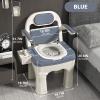 Bedside Commodes Drop Arm Commode with Padded Seat and Backrest, Durable Toilet Chair Removable Pail Toilet Seat for Adults and Seniors Safer Toilet Alternative Supports Up to 660lbs(Blue) view 3