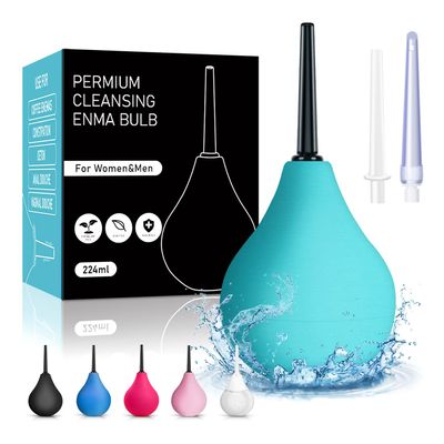 Anal Douche Enema Kit - 224ml Enema Bulb with 3 Replaceable Nozzles, Douche Bulb Douches for Men Women, Shower Douche Enemas at Home Kit for Personal Hygiene & Travel