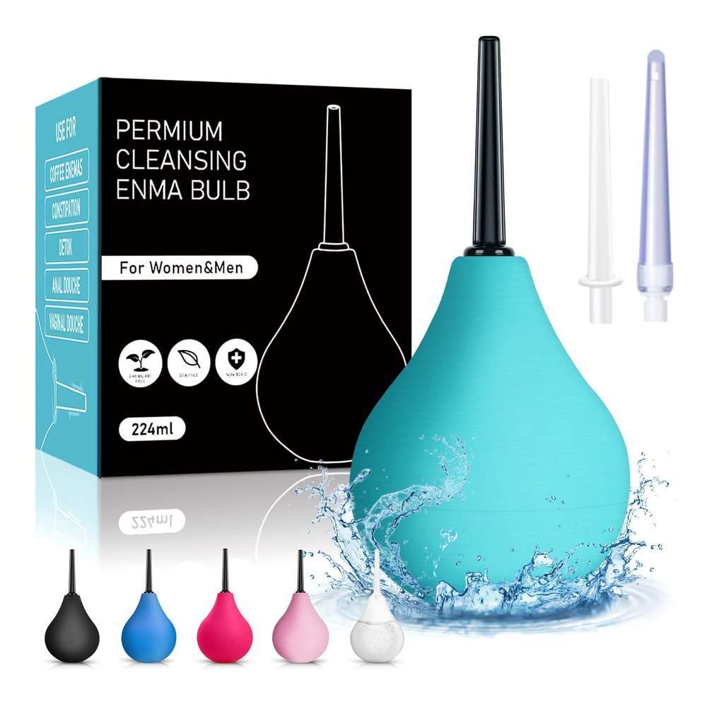 Anal Douche Enema Kit - 224ml Enema Bulb with 3 Replaceable Nozzles, Douche Bulb Douches for Men Women, Shower Douche Enemas at Home Kit for Personal Hygiene & Travel