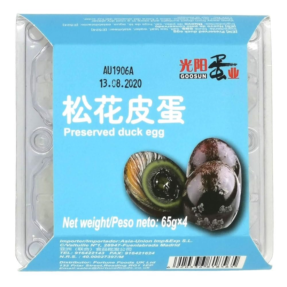 Goosun Century Eggs Preserved Duck Egg (4 Pieces, 260g) | Traditional Chinese Delicacy | Rich Umami Flavour