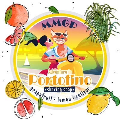 "ADVENTURE IN PORTOFINO" (MMGP) VEGAN ARTISAN SHAVING SOAP - Made in UK - Grapefruit, Lemon & Vetiver- 7 Natural Butters - ALL NATURAL INGREDIENTS - 100g