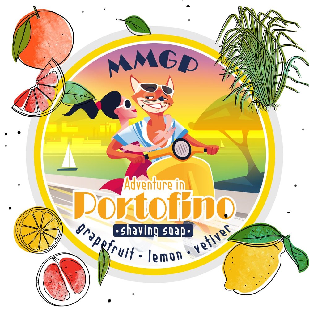 "ADVENTURE IN PORTOFINO" (MMGP) VEGAN ARTISAN SHAVING SOAP - Made in UK - Grapefruit, Lemon & Vetiver- 7 Natural Butters - ALL NATURAL INGREDIENTS - 100g
