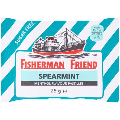 12x Fisher-Man's Friend Spearmint Lozenges Sugar-Free, Vegan, Halal, Gluten-Free, Kosher, Refreshing Mint Taste, Breath Freshener, Throat Soother, 25g | SterlingSquare