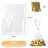 AiQInu Pack of 200 Transparent Bags with Laces, 15 x 10 cm, Small Cellophane Bags for Children's Birthday Parties view 4