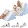 WSOFRLAC 4PCS Wedge Pillow Set for Sleeping Orthopedic Bed Pillow for Post Surgery, Adjustable Memory Foam Support for Sitting Up in Bed, Back Pain, GERD, Snoring Relief, White Blue view 1