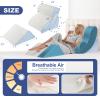 WSOFRLAC 4PCS Wedge Pillow Set for Sleeping Orthopedic Bed Pillow for Post Surgery, Adjustable Memory Foam Support for Sitting Up in Bed, Back Pain, GERD, Snoring Relief, White Blue view 2