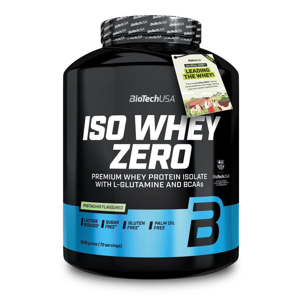 BioTechUSA Iso Whey Zero | Premium Whey Protein Isolate | Grass-Fed | Enzyme-Free | Sugar- and Gluten-Free, 1816 g, Pistachio