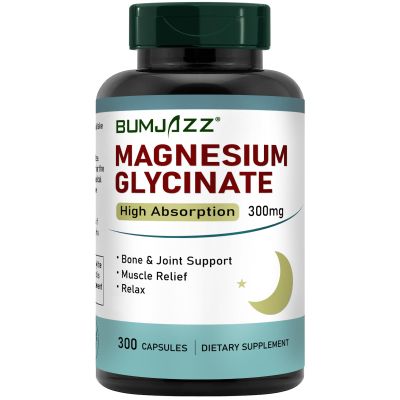Magnesium Glycinate Supplement Capsules 300mg - 300 Counts - 100% Chelated for High Absorption Vegan Essential Mineral Supplement