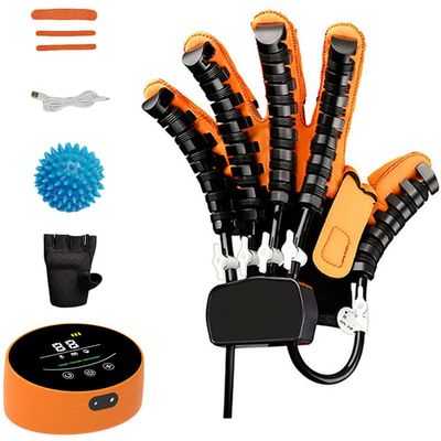 Stroke Rehabilitation Robotic Glove - Hand Therapy Device, Finger Exerciser With Mirror Mode, Pain Management And Portable Design For Post-Hand stiffness, arthritis(Size:L,Color:Orange (left hand))