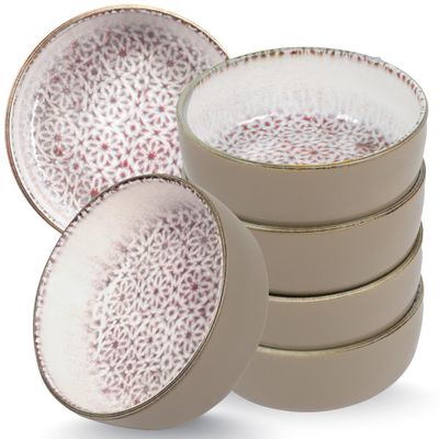 Moritz & Moritz Alhambra 6 x cereal bowls, mousse, stylish and robust porcelain bowls set for cereal, soups and salads, dishwasher safe, microwave safe, for everyday use