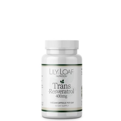 Lily & Loaf Trans-Resveratrol 400mg High Strength Antioxidant Supplement for Heart Health, Healthy Ageing & Cellular Protection 30 Vegan Capsules 1 Month Supply