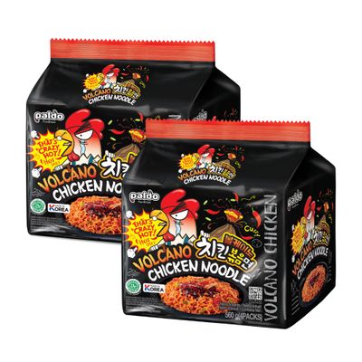 Paldo Volcano Chicken Noodle 140g x 8 Individual Bags (Bag of 2) Halal Spicy Korean Instant Noodles