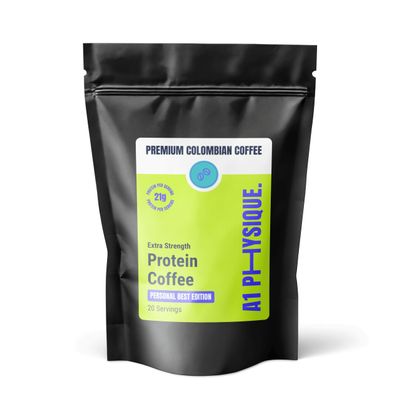 A1 Physique Protein Coffee - 525g Microground Colombian Coffee with Hydrolysed Collagen Peptides - 21g Protein 20 servings Double Strength