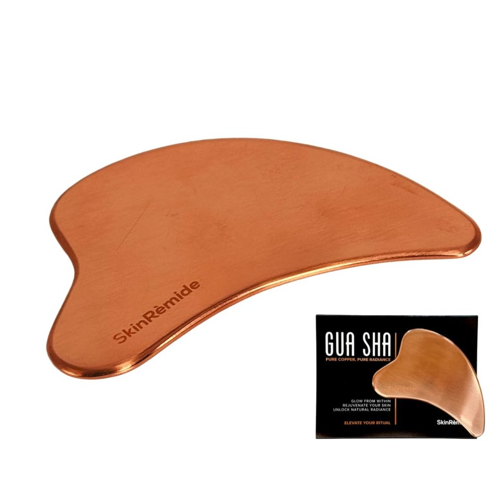 100% Copper Gua Sha Tool for Face, Neck & Body - Antibacterial Skincare Tool for Lymphatic Drainage, Wrinkle Reduction & Collagen Boosting | Eco-Friendly & Durable Massage Tool for Radiant Skin