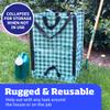DURASACK Heavy Duty Home and Yard Bags 48-Gallon Reusable Self-Standing Lawn and Leaf Bags Garbage Can with Reinforced Handles, Gingham Green view 2