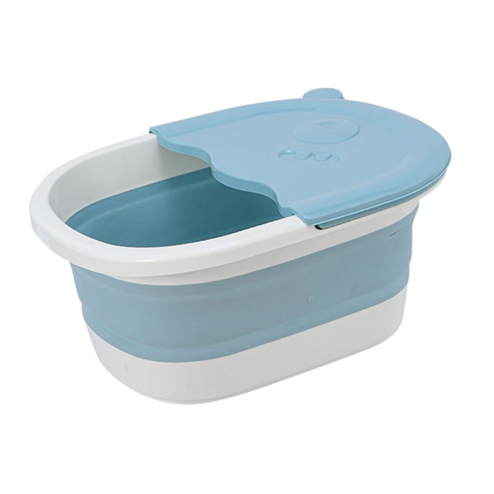 DINHEAROM Foldable Blue Children's Foot Wash Basin Made of Sturdy Pp and Tpe, Multifunctional Bath Bucket for Foot Soaking and Massage, Portable Design for Home Spa and Relaxation