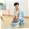 DINHEAROM Foldable Blue Children's Foot Wash Basin Made of Sturdy Pp and Tpe, Multifunctional Bath Bucket for Foot Soaking and Massage, Portable Design for Home Spa and Relaxation view 3
