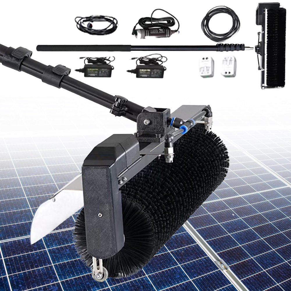 Solar Panel Cleaner Brush, Solar Panel Cleaning Kit, With 360 Rotating Brush Head and 36.0mm Diameter Telescopic Rod, 60cm Cleaning Range, 300rpm/Min, Suitable for Cleaning Solar Panels,5.5m