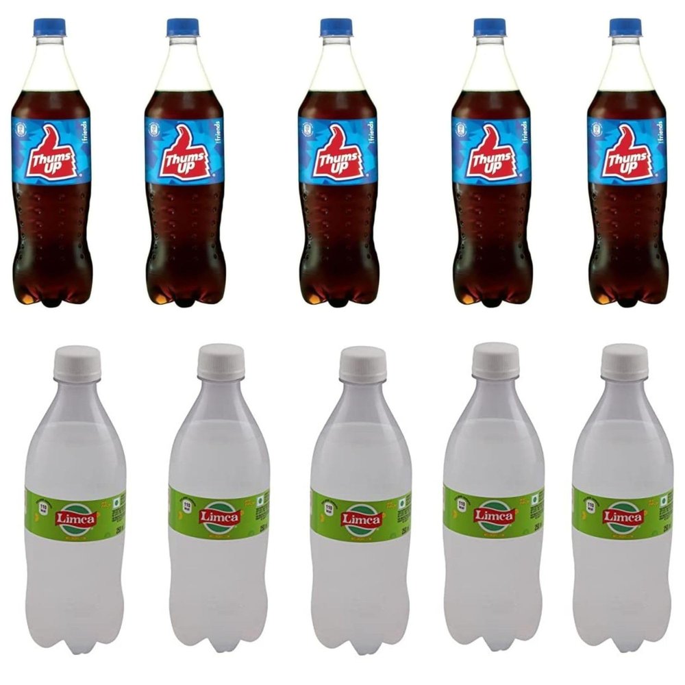 Limca & Thums Up Combo Pack 5 x Limca 250ml + 5 x Thums Up 250ml Pet Bottles Refreshing Indian Soft Drinks Bold Cola & Lime Flavours Ready to Drink Beverage