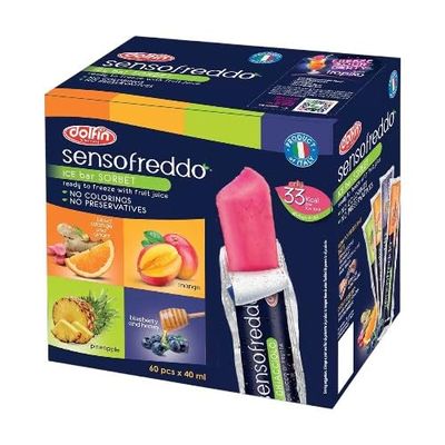 Sensofreddo Fruit Ice Lollies 4 Innovative Flavours, 60 x 40ml, Refreshing and Natural Flavoured Ice Lollies - Sold By Garden Greatness