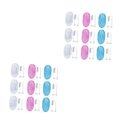 WRITWAA 18pcs Finger Toothbrush Silicone Boy Girl Boy Girl Oral Cleaning Brush and Soft Chewable Toothbrush Storage Boxes for Brushing Without Toothpaste