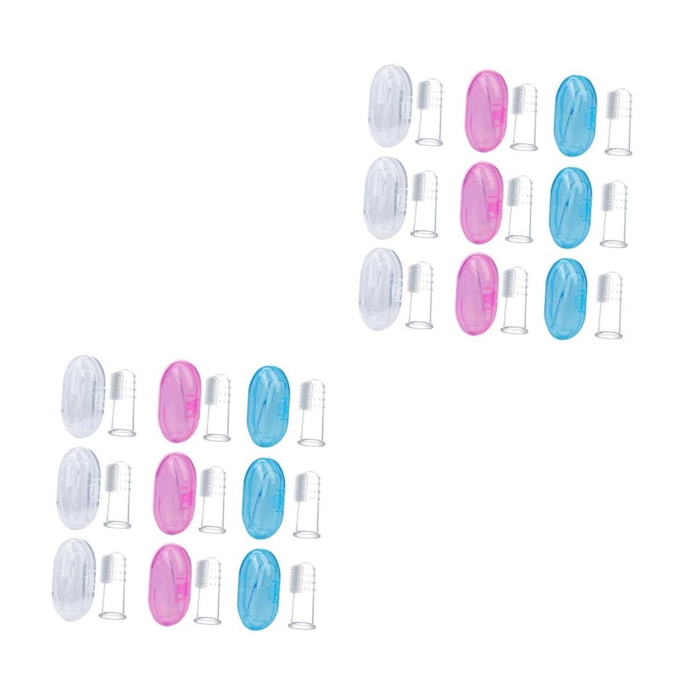 WRITWAA 18pcs Finger Toothbrush Silicone Boy Girl Boy Girl Oral Cleaning Brush and Soft Chewable Toothbrush Storage Boxes for Brushing Without Toothpaste