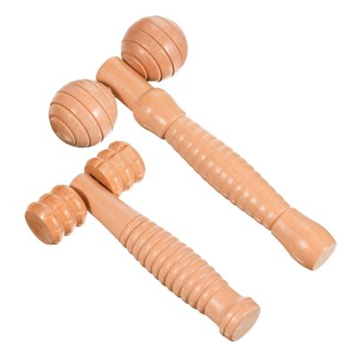 POPETPOP 2pcs Manual Wooden Massager Tool for Facial Body and Foot Massage Portable Wooden Roller for Home and Travel Use
