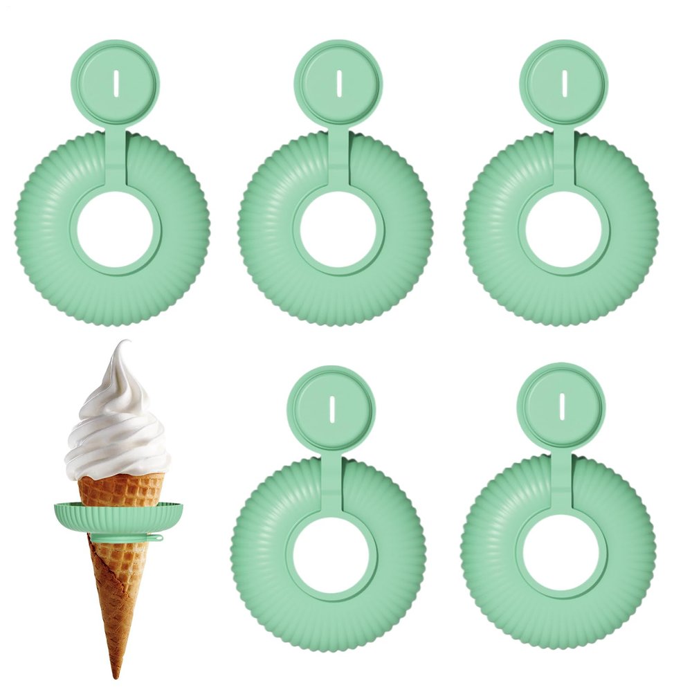 Anti-drip Children's Ice Cream Holder with 5 Silicone Pieces | Practical Accessories for Melting Desserts, Prevents Drips for Boys and Girls